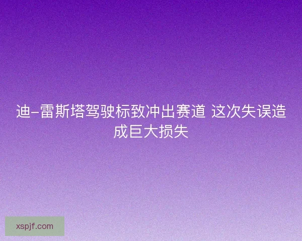 迪-雷斯塔驾驶标致冲出赛道 这次失误造成巨大损失